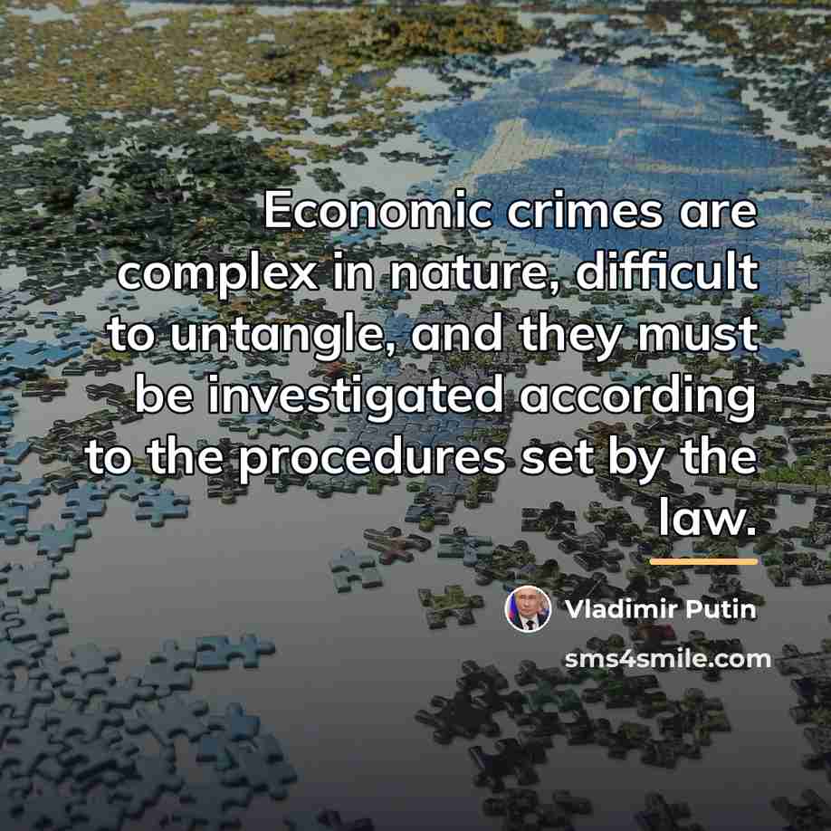 “Economic crimes are complex in nature, difficult to untangle, and…” quote by Vladimir Putin