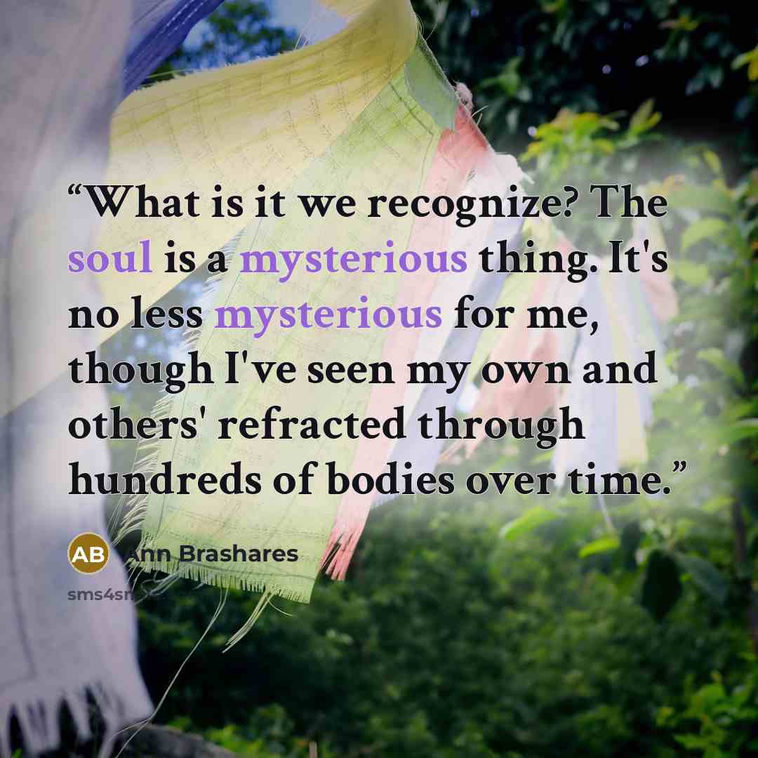 “What is it we recognize? The soul is a mysterious thing. It's no less mysterious for me, though I've seen my own and others' refracted through hundreds of bodies over time.” quote by Ann Brashares