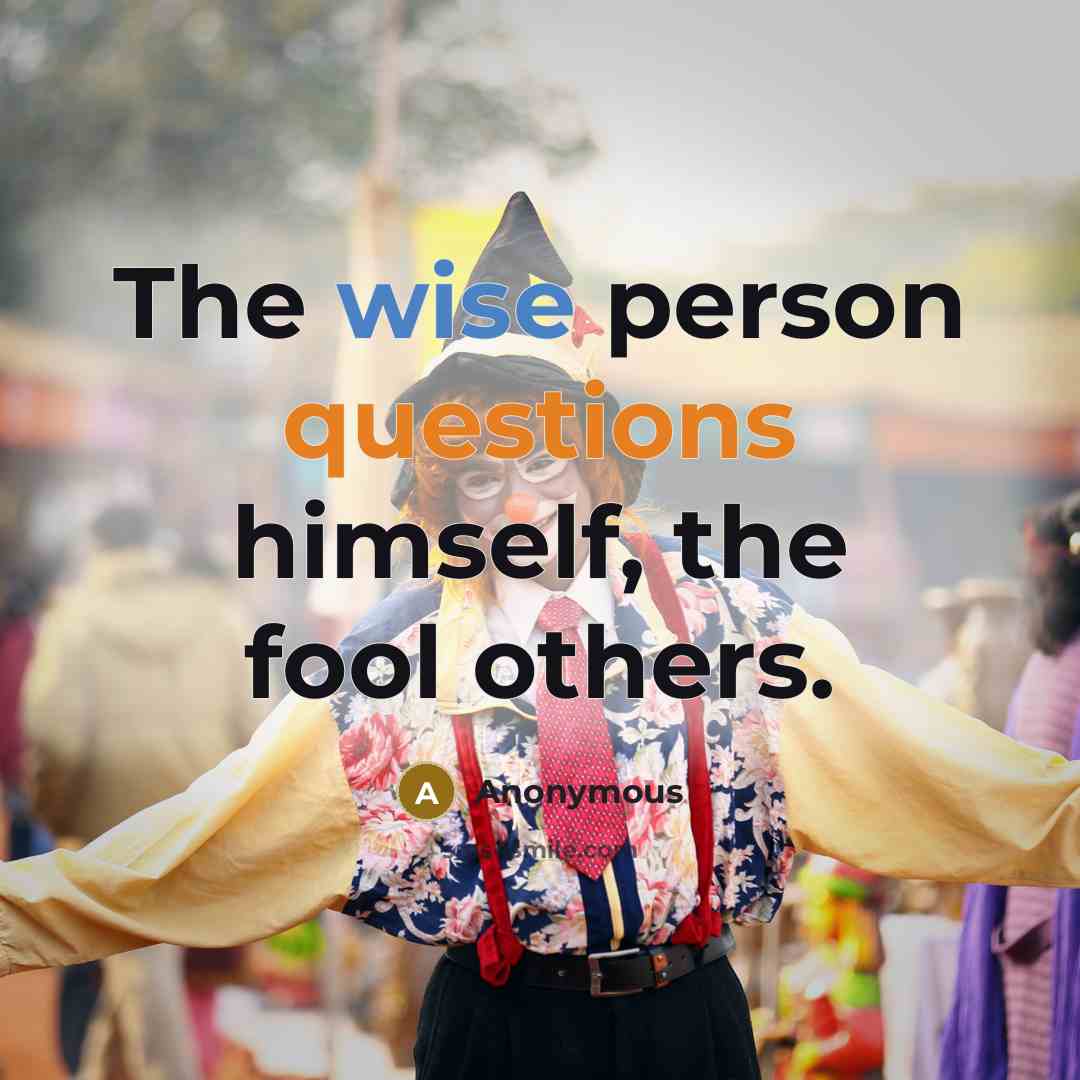 “The wise person questions himself, the fool others.” quote by Anonymous