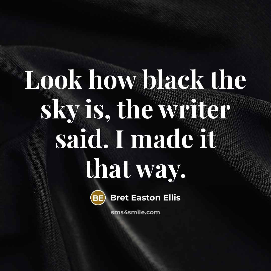 “Look how black the sky is, the writer said. I…” quote by Bret Easton Ellis