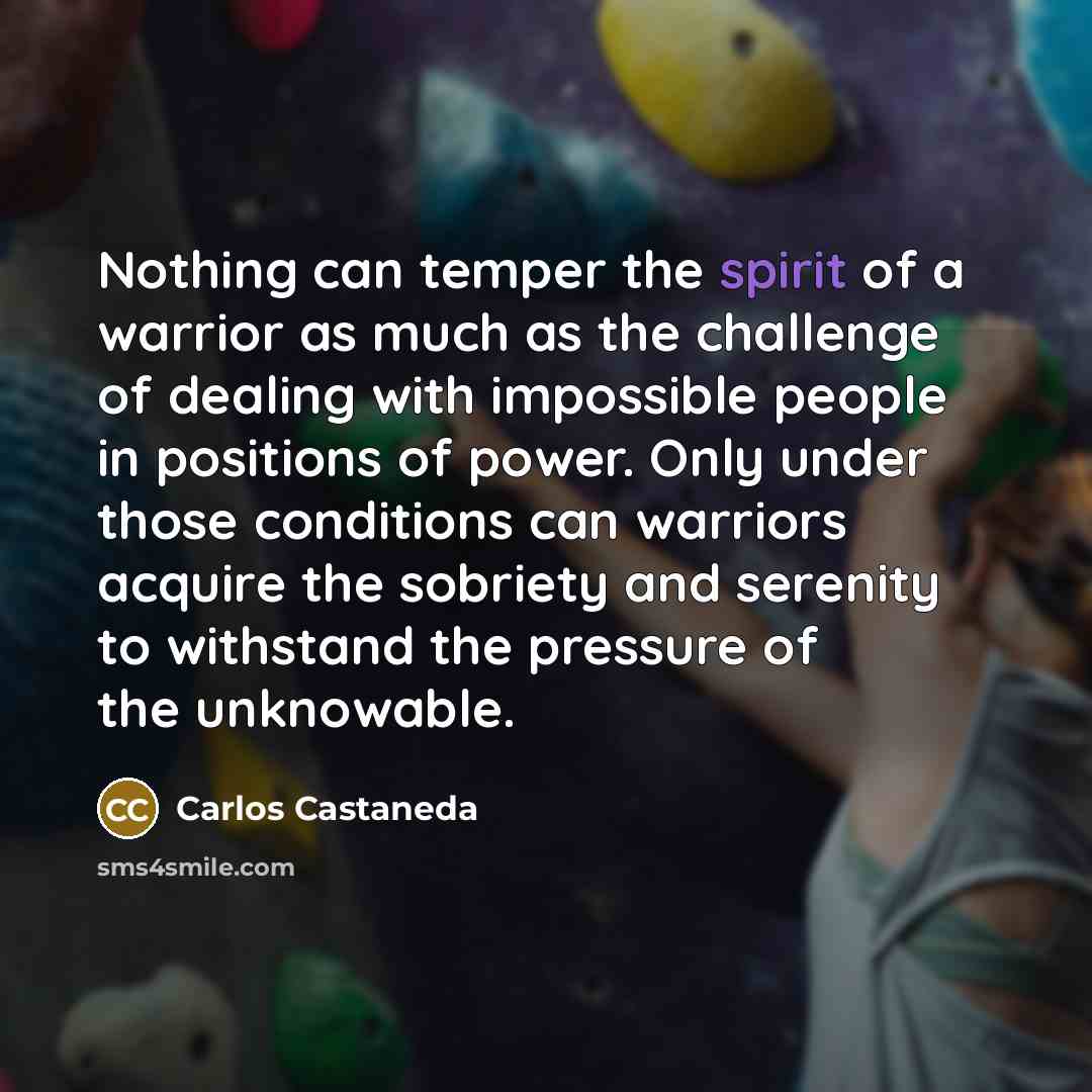 “Nothing can temper the spirit of a warrior as much…” quote by Carlos Castaneda