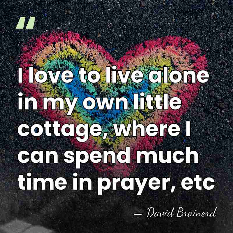I love to live alone in my own little cottage, where I&hellip; - David Brainerd
