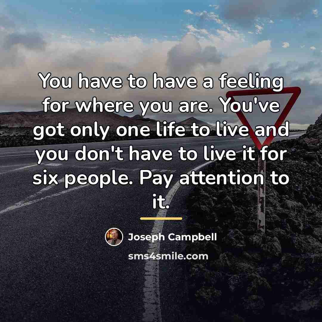 “You have to have a feeling for where you are.…” quote by Joseph Campbell