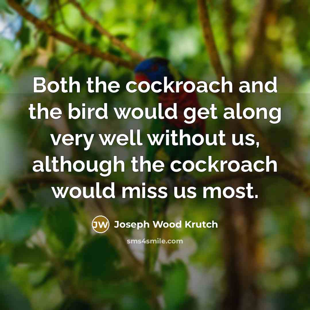 “Both the cockroach and the bird would get along very…” quote by Joseph Wood Krutch