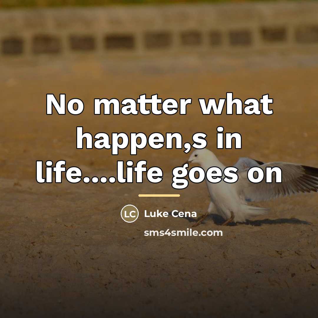“No matter what happen,s in life....life goes on…” quote by Luke Cena