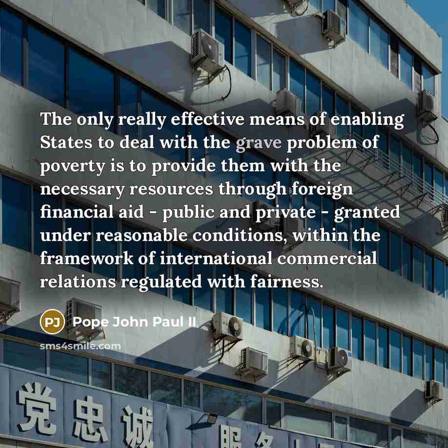 “The only really effective means of enabling States to deal…” quote by Pope John Paul II