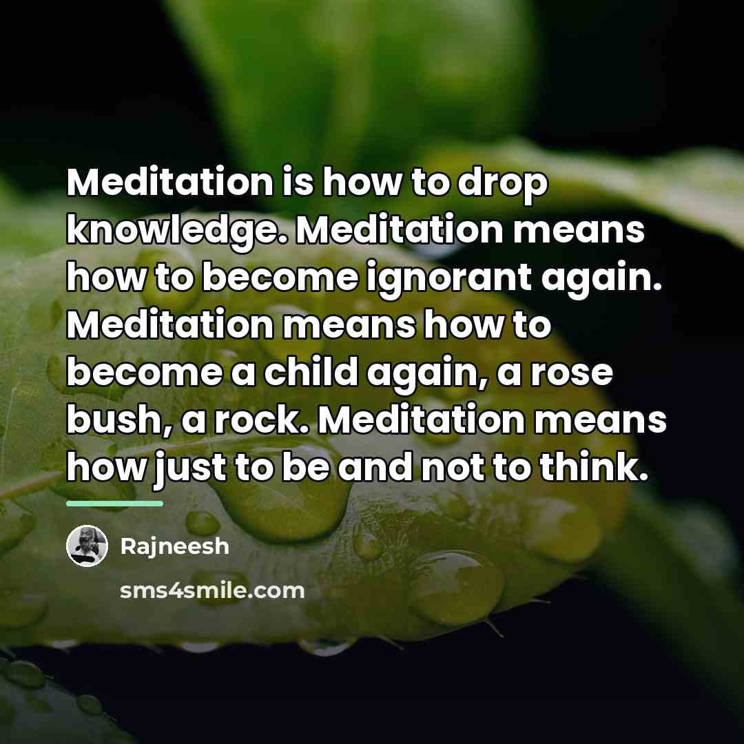 “Meditation is how to drop knowledge. Meditation means how to…” quote by Rajneesh