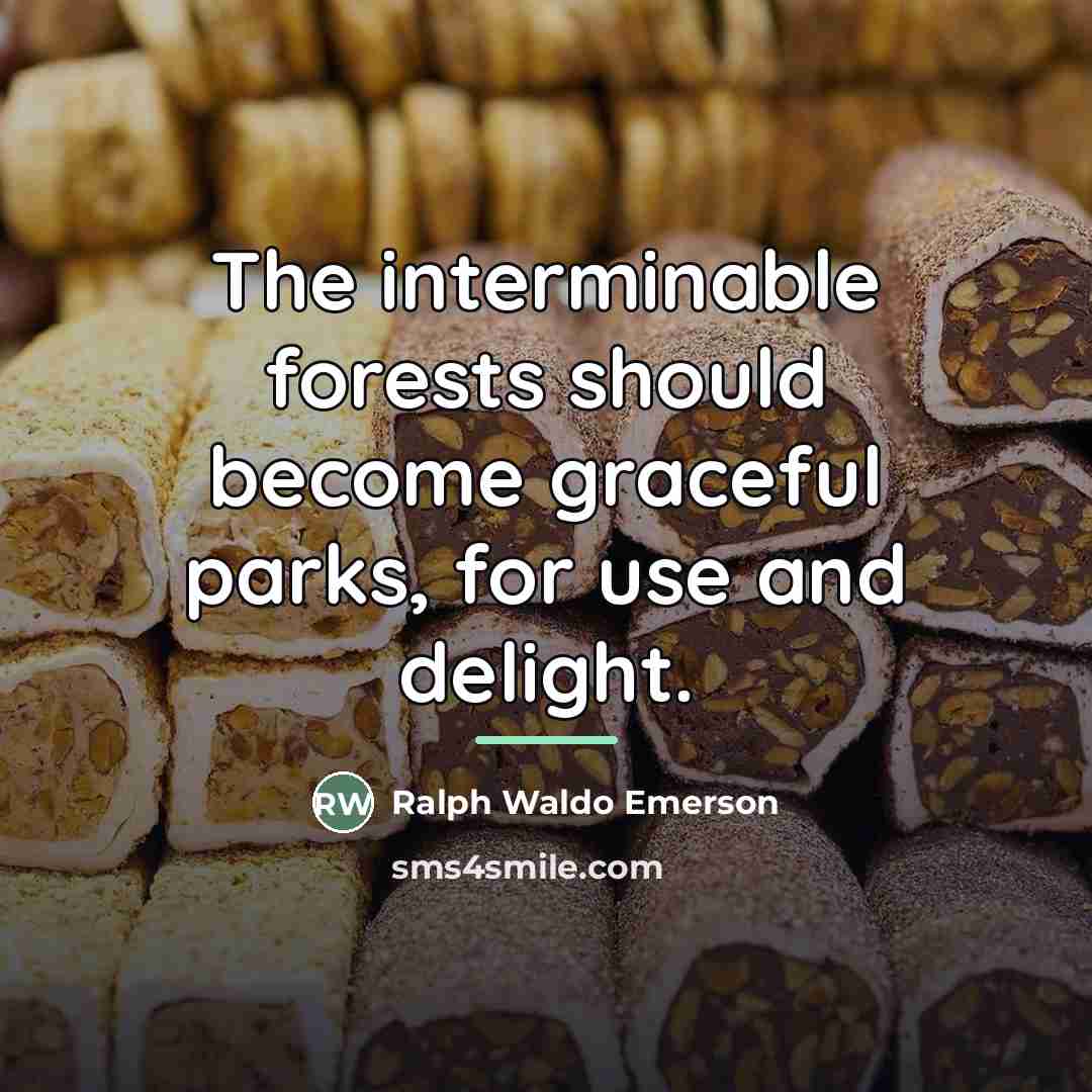 “The interminable forests should become graceful parks, for use and…” quote by Ralph Waldo Emerson