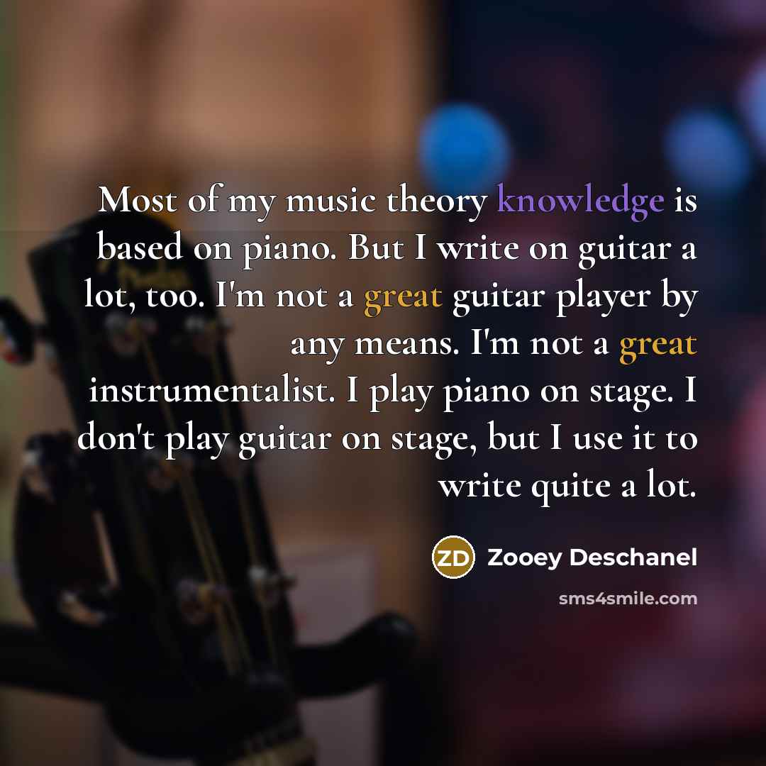 “Most of my music theory knowledge is based on piano.…” quote by Zooey Deschanel