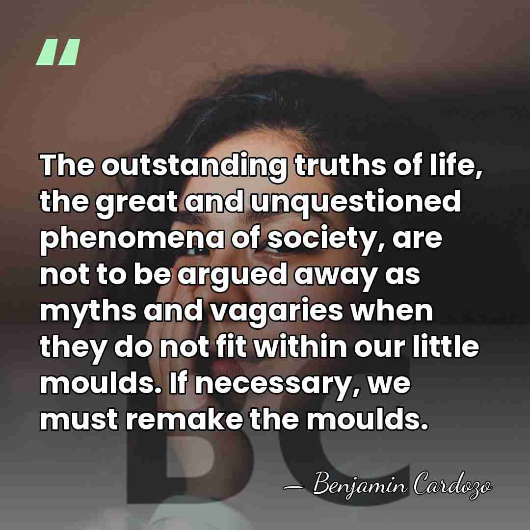 The outstanding truths of life, the great and unquestioned phenomena of society,&hellip; - Benjamin Cardozo