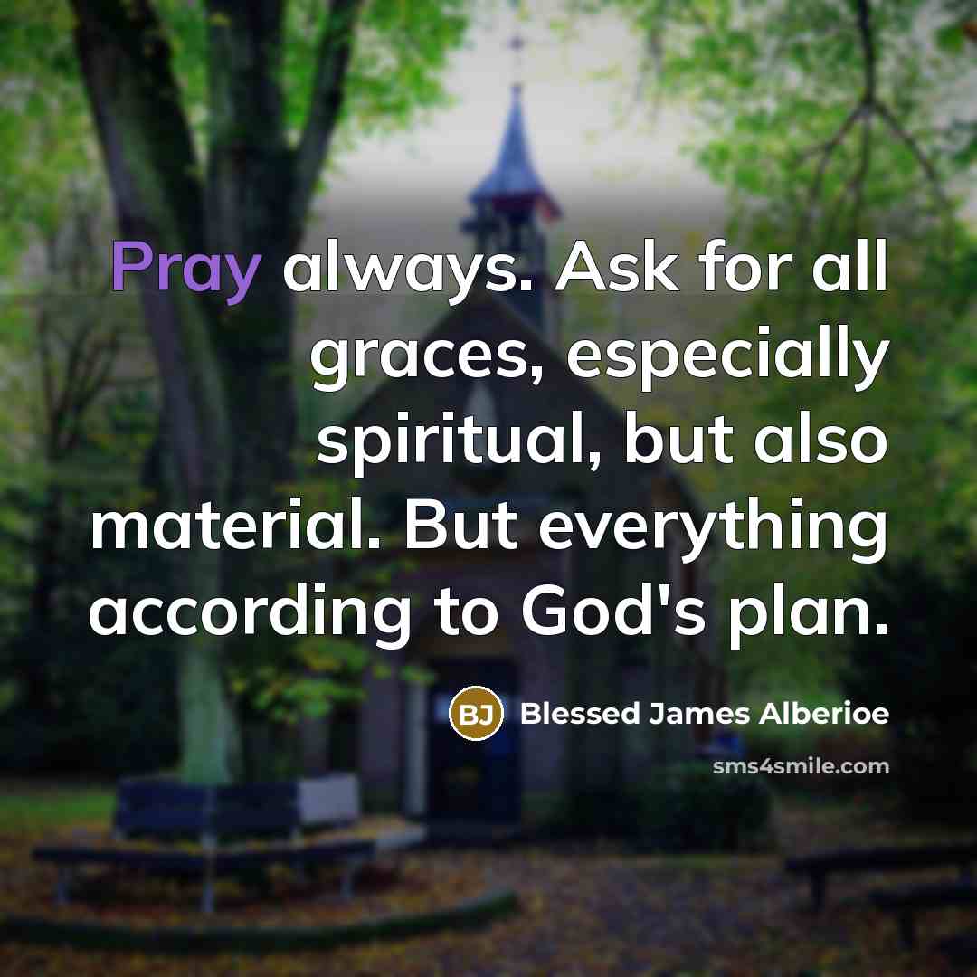 “Pray always. Ask for all graces, especially spiritual, but also material. But everything according to God's plan.” quote by Blessed James Alberioe