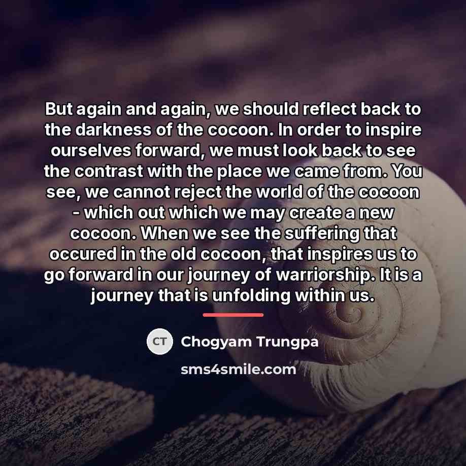 “But again and again, we should reflect back to the…” quote by Chogyam Trungpa