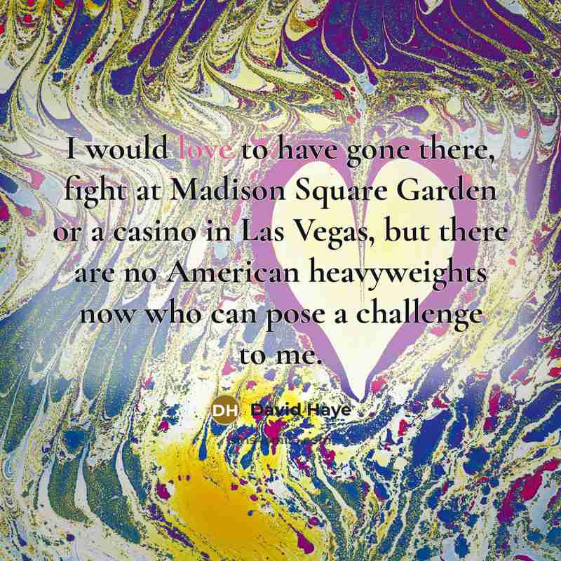 “I would love to have gone there, fight at Madison…” quote by David Haye