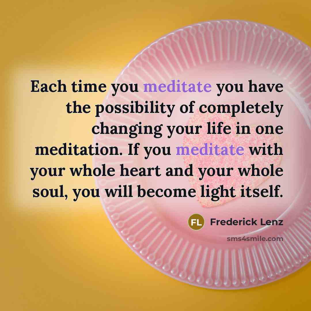 “Each time you meditate you have the possibility of completely…” quote by Frederick Lenz