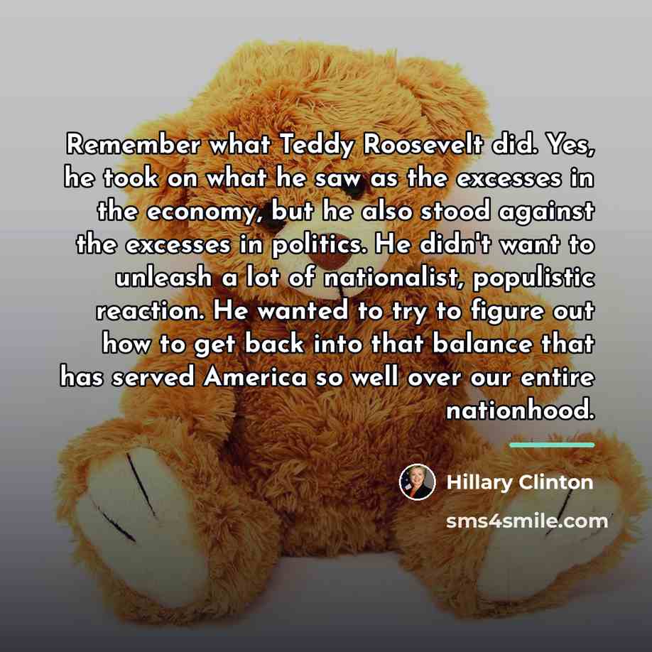 “Remember what Teddy Roosevelt did. Yes, he took on what…” quote by Hillary Clinton
