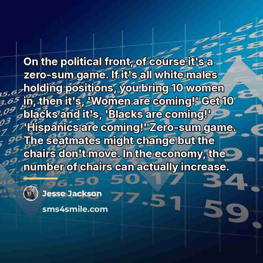 “On the political front, of course it's a zero-sum game.…” quote by Jesse Jackson