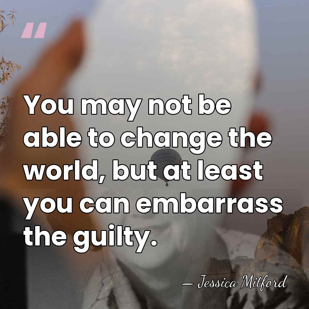 You may not be able to change the world, but at least&hellip; - Jessica Mitford