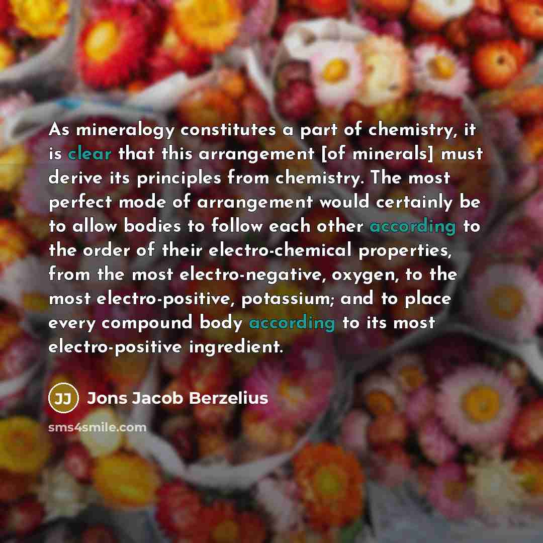 “As mineralogy constitutes a part of chemistry, it is clear…” quote by Jons Jacob Berzelius