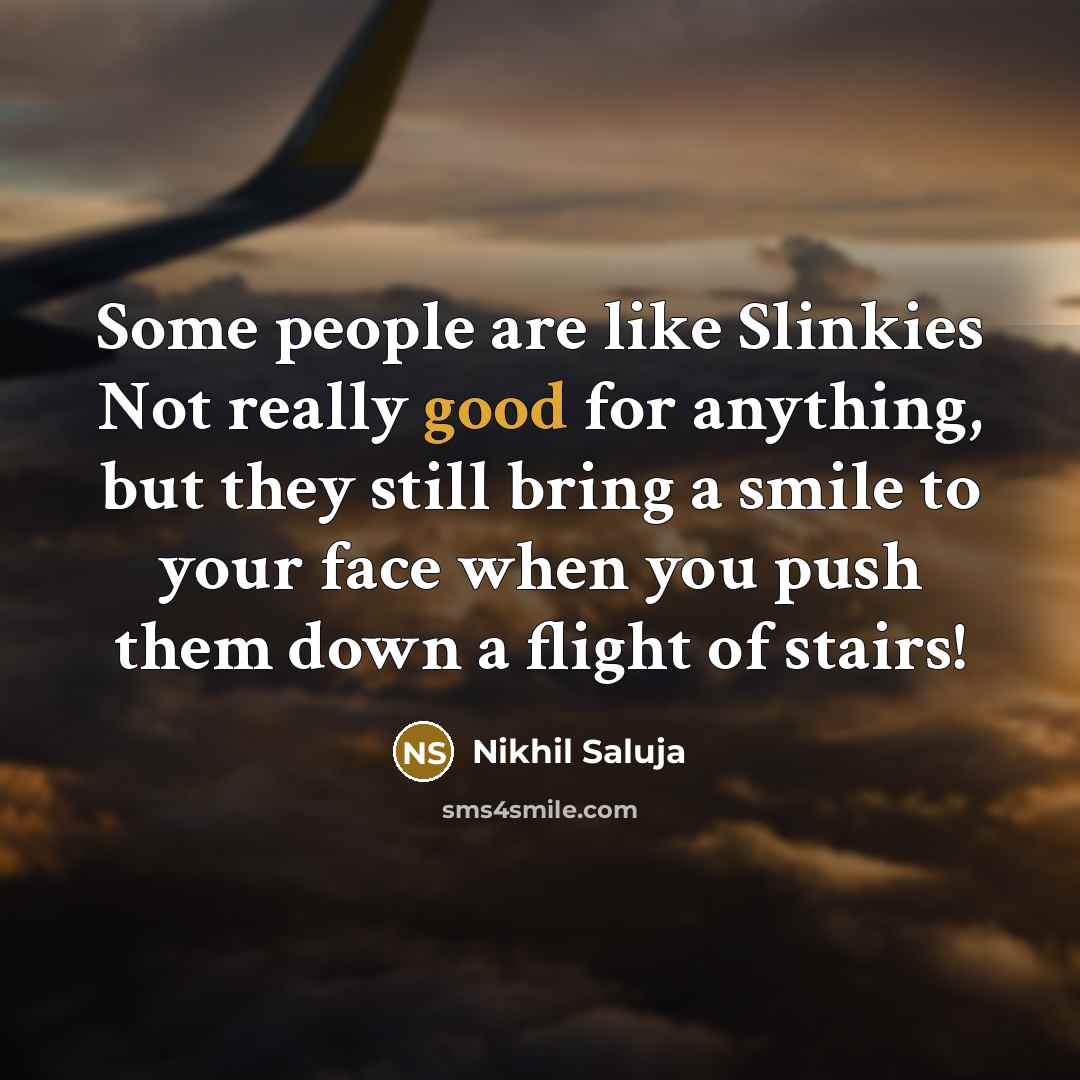 “Some people are like Slinkies Not really good for anything,…” quote by Nikhil Saluja