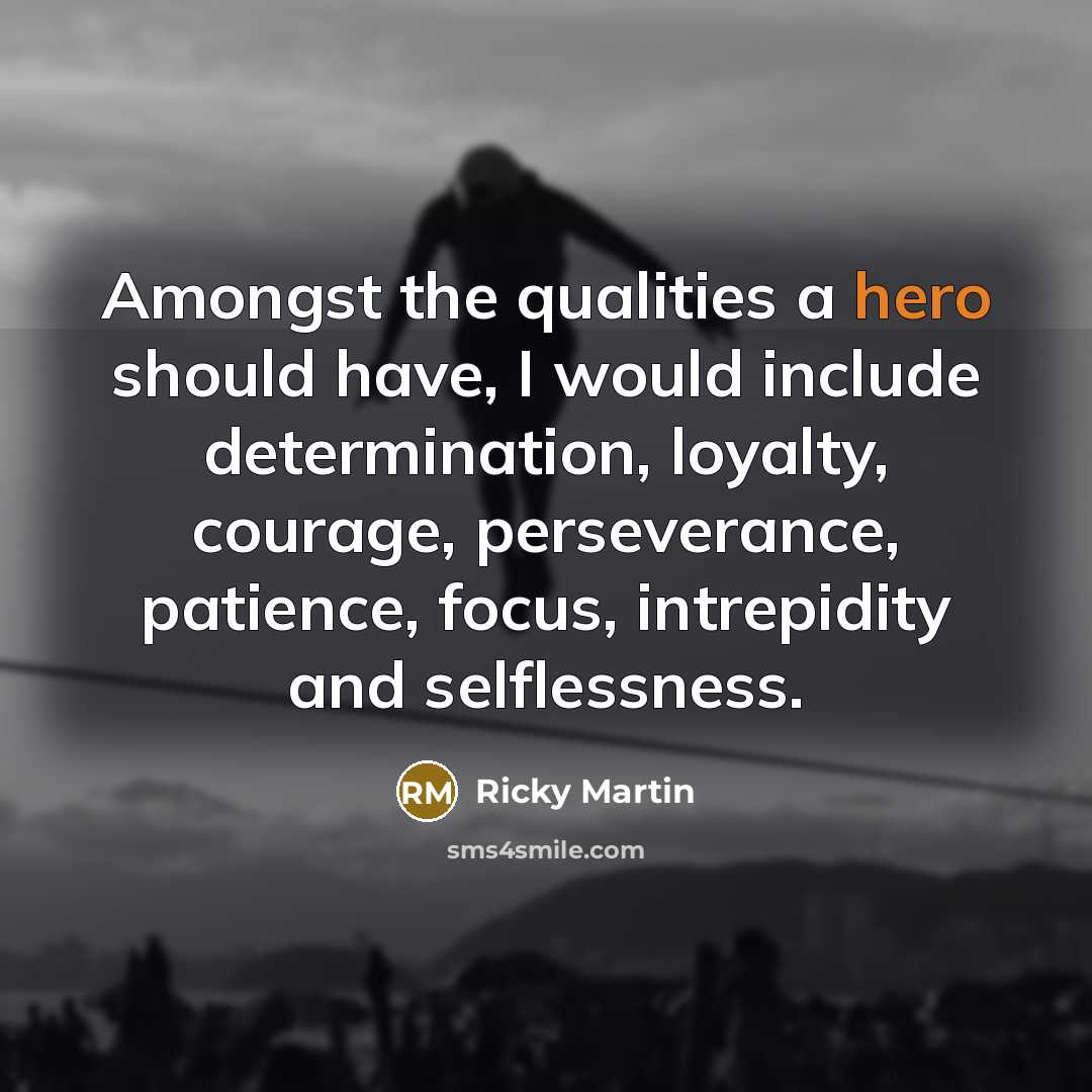 “Amongst the qualities a hero should have, I would include…” quote by Ricky Martin