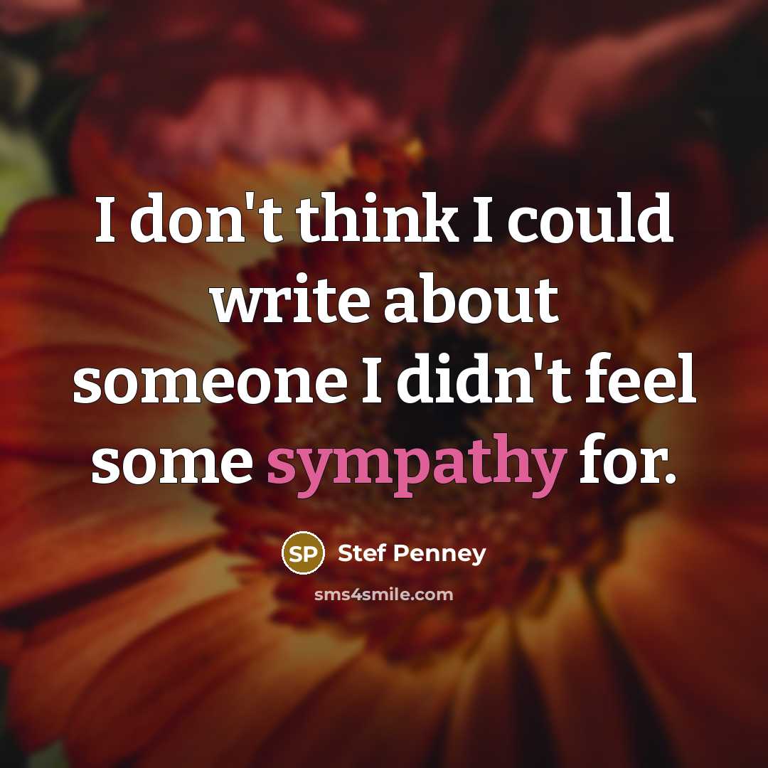 “I don't think I could write about someone I didn't feel some sympathy for.” quote by Stef Penney