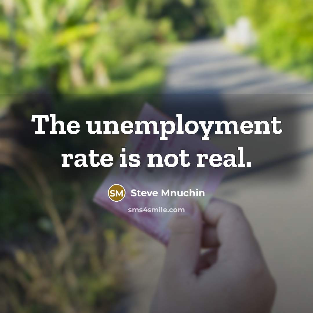 “The unemployment rate is not real.…” quote by Steve Mnuchin