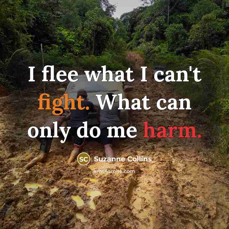 “I flee what I can't fight. What can only do…” quote by Suzanne Collins