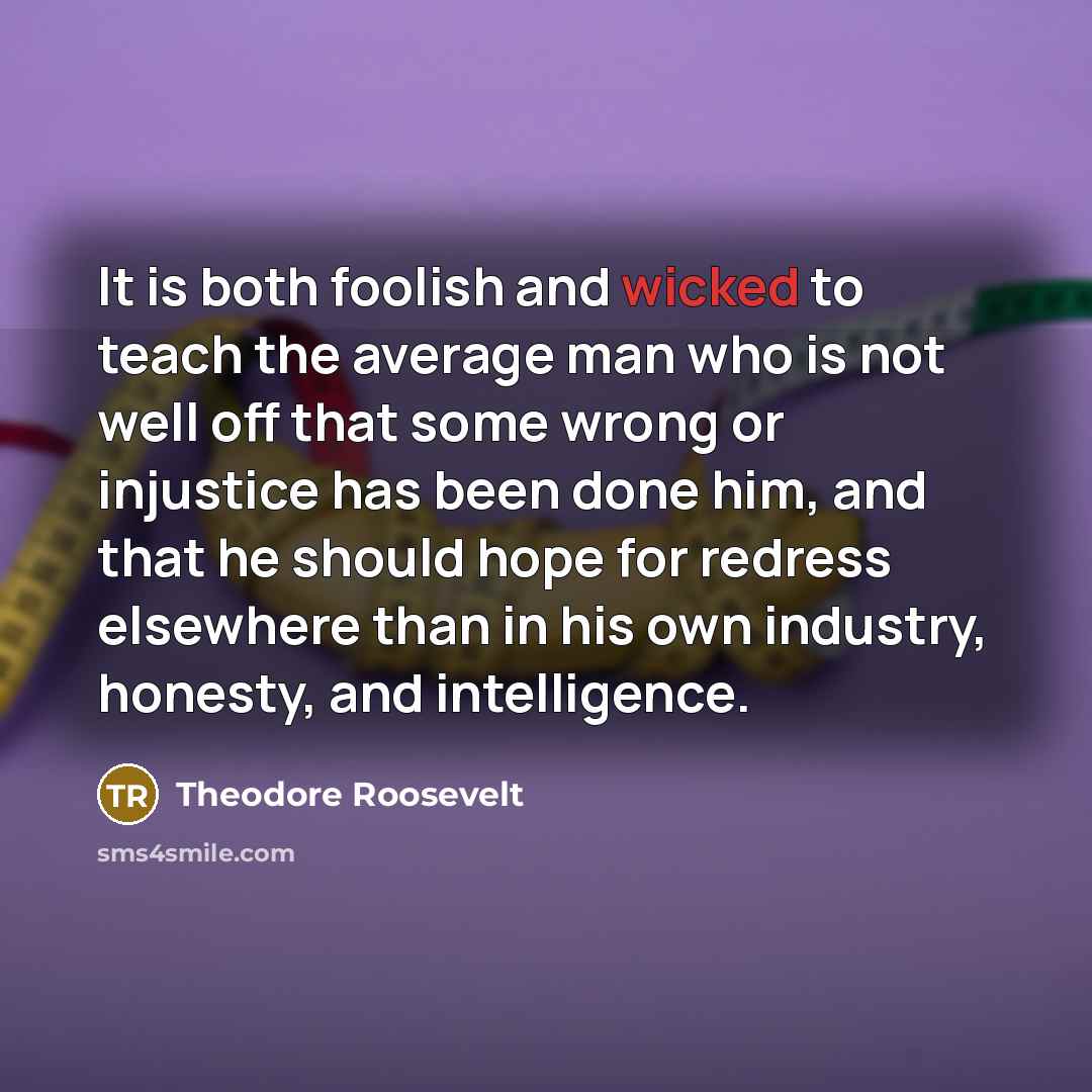 “It is both foolish and wicked to teach the average…” quote by Theodore Roosevelt