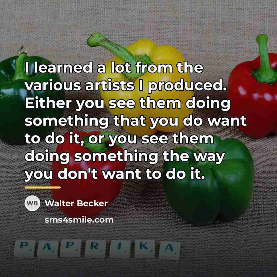 “I learned a lot from the various artists I produced.…” quote by Walter Becker
