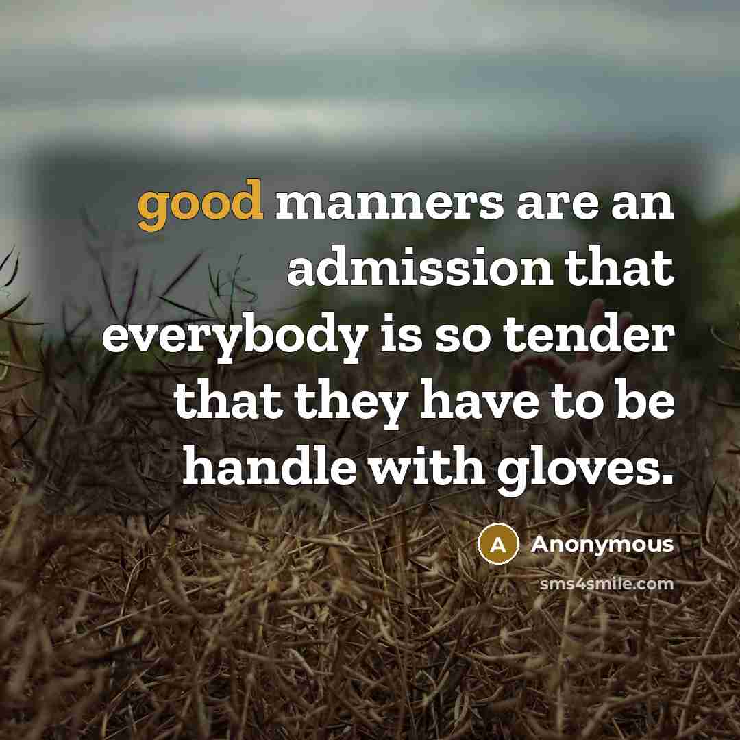 “good manners are an admission that everybody is so tender…” quote by Anonymous