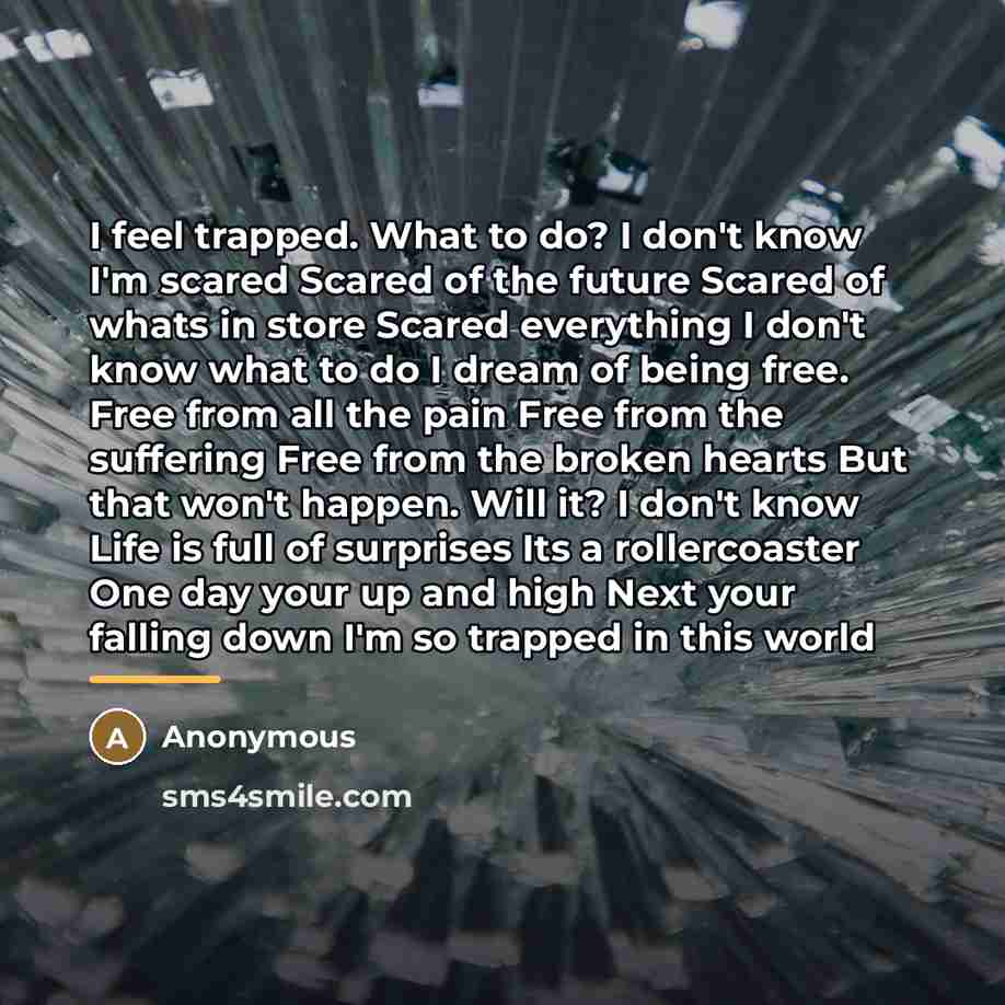 “I feel trapped. What to do? I don't know I'm…” quote by Anonymous
