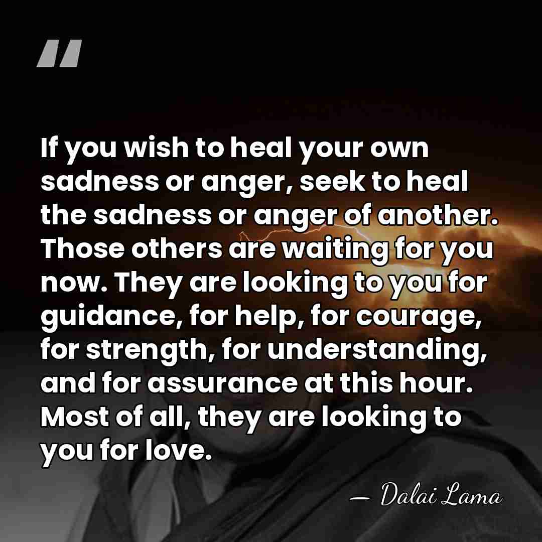 If you wish to heal your own sadness or anger, seek to&hellip; - Dalai Lama
