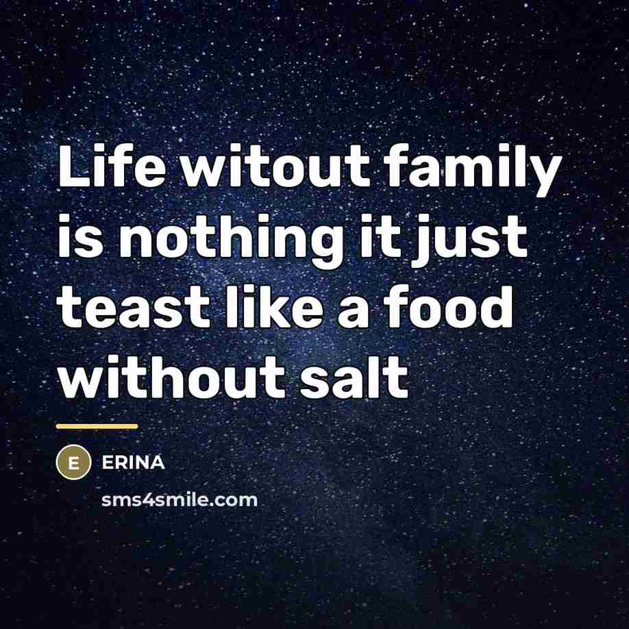 “Life witout family is nothing it just teast like a…” quote by Erina