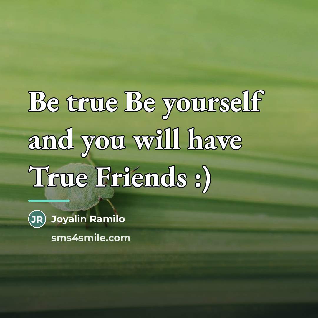 “Be true Be yourself and you will have True Friends…” quote by Joyalin Ramilo
