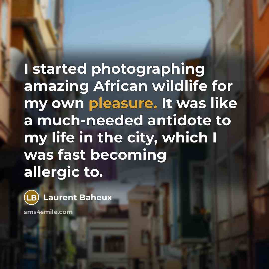 “I started photographing amazing African wildlife for my own pleasure.…” quote by Laurent Baheux