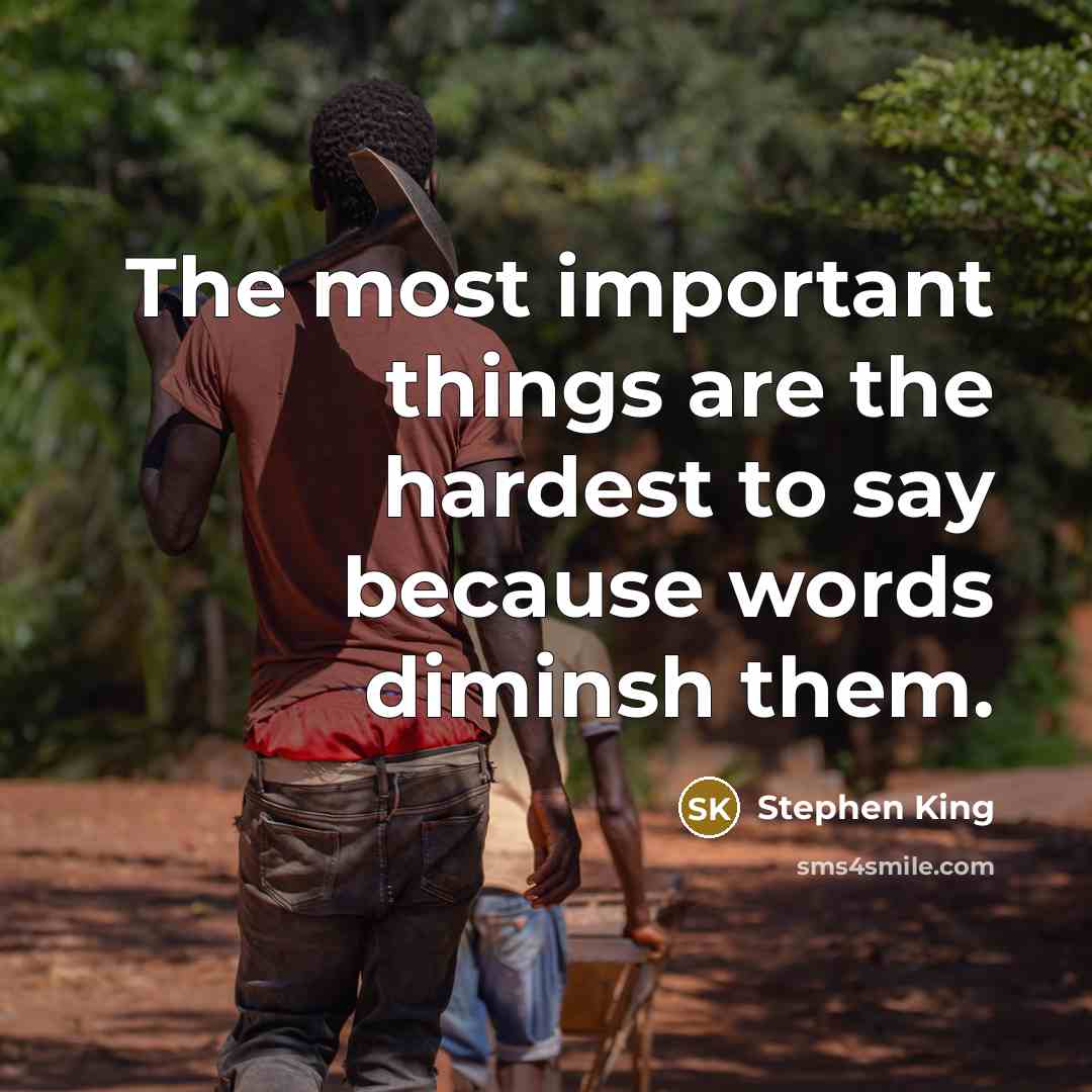 “The most important things are the hardest to say because…” quote by Stephen King