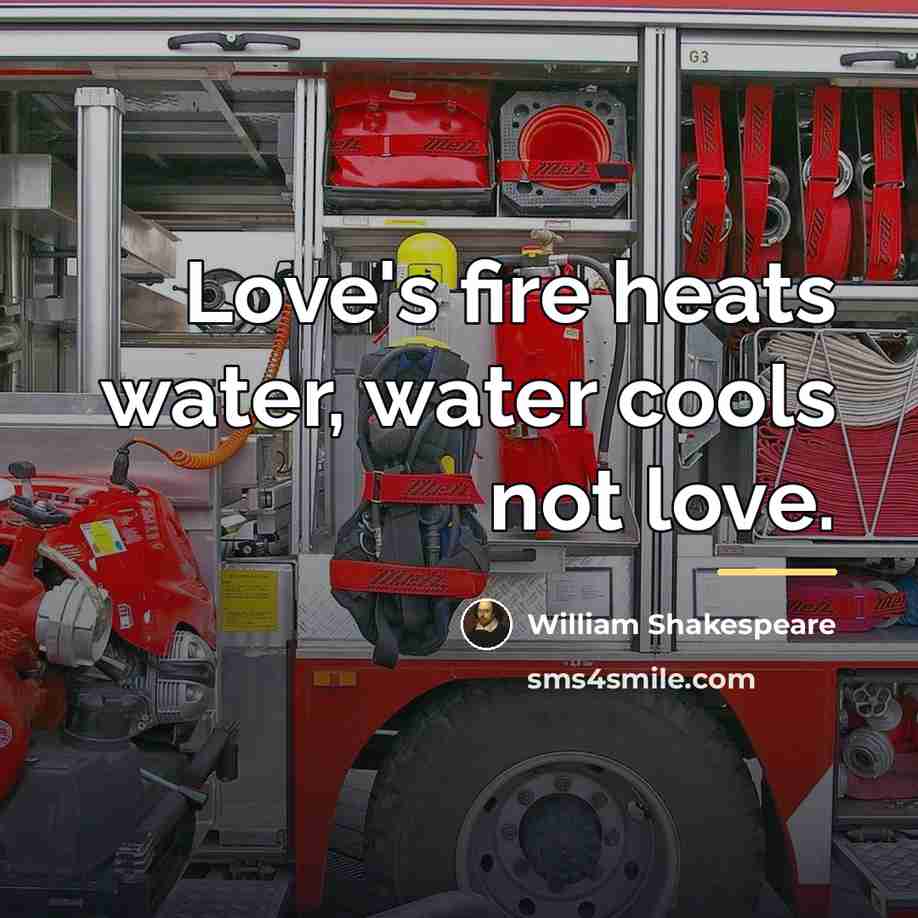 “Love's fire heats water, water cools not love.…” quote by William Shakespeare