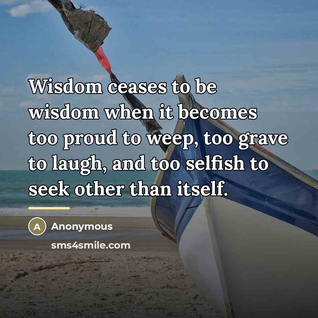 “Wisdom ceases to be wisdom when it becomes too proud…” quote by Anonymous