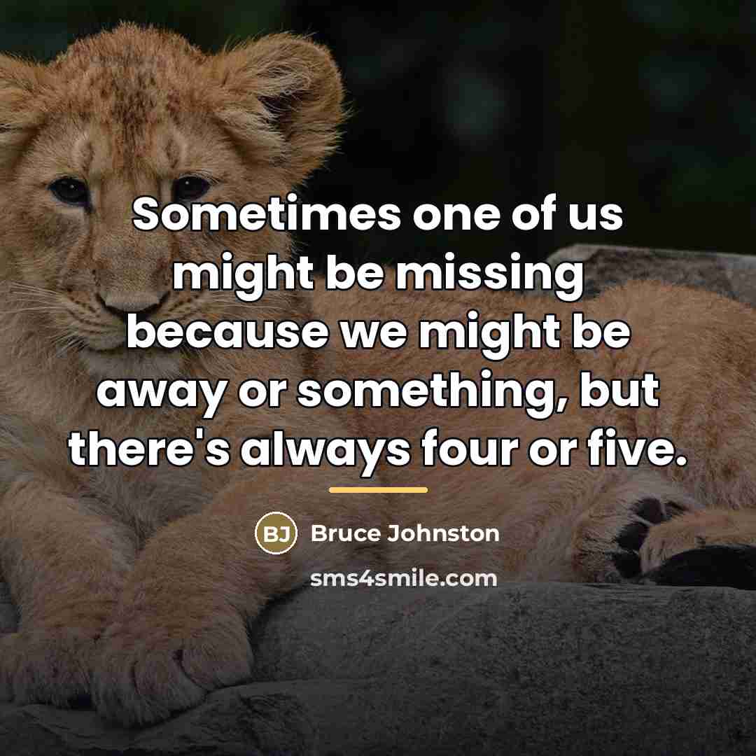 “Sometimes one of us might be missing because we might…” quote by Bruce Johnston