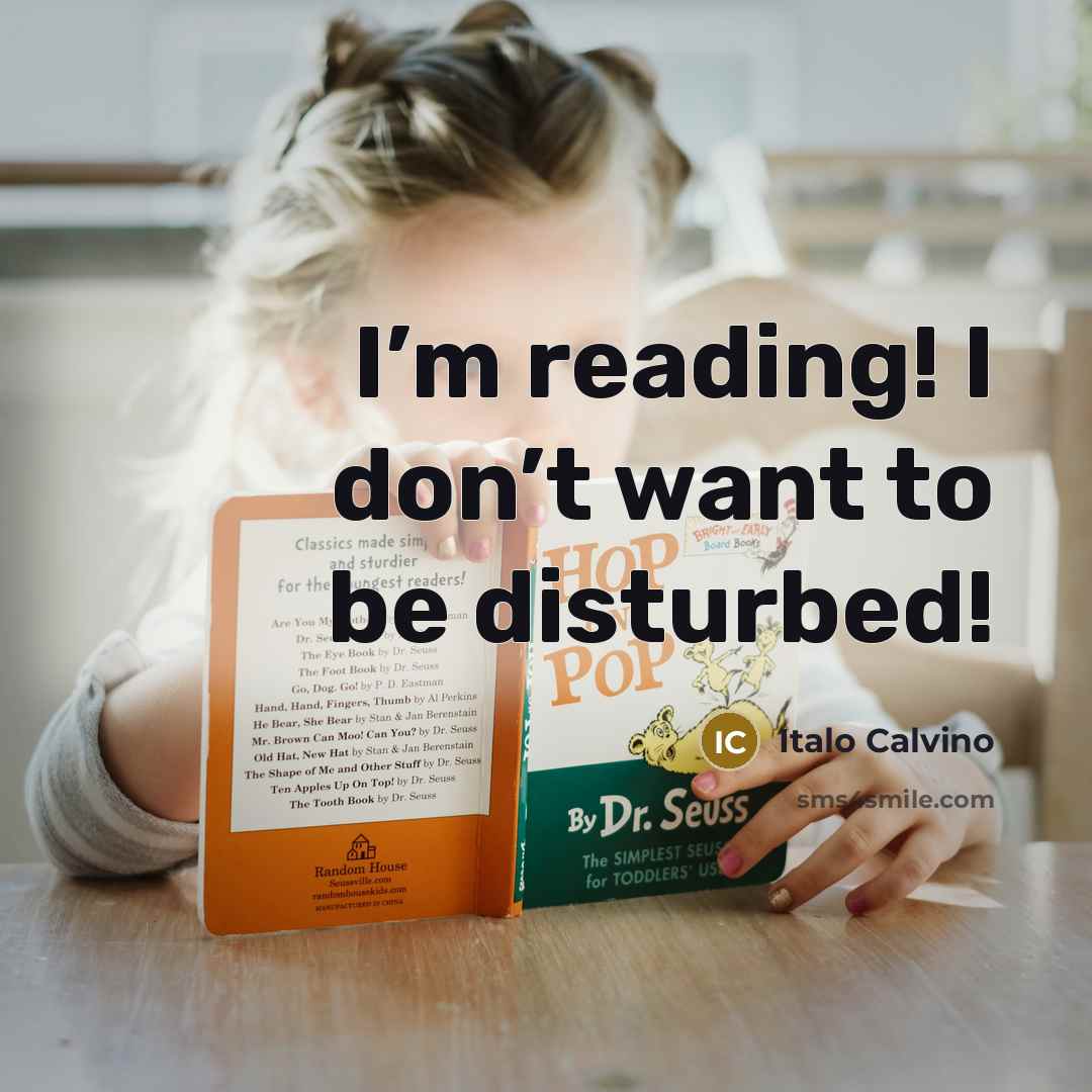 “I’m reading! I don’t want to be disturbed!…” quote by Italo Calvino