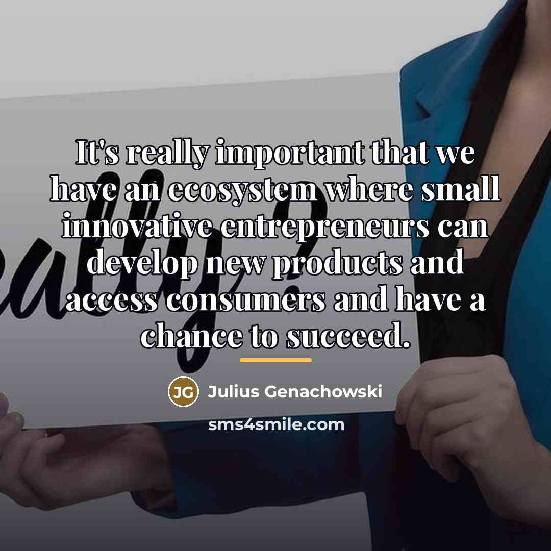 “It's really important that we have an ecosystem where small…” quote by Julius Genachowski