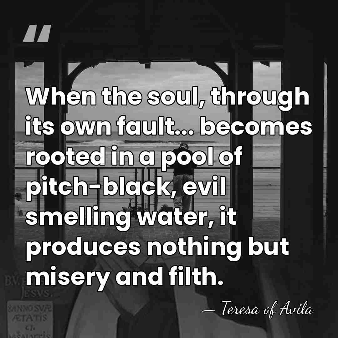 When the soul, through its own fault... becomes rooted in a pool&hellip; - Teresa of Avila
