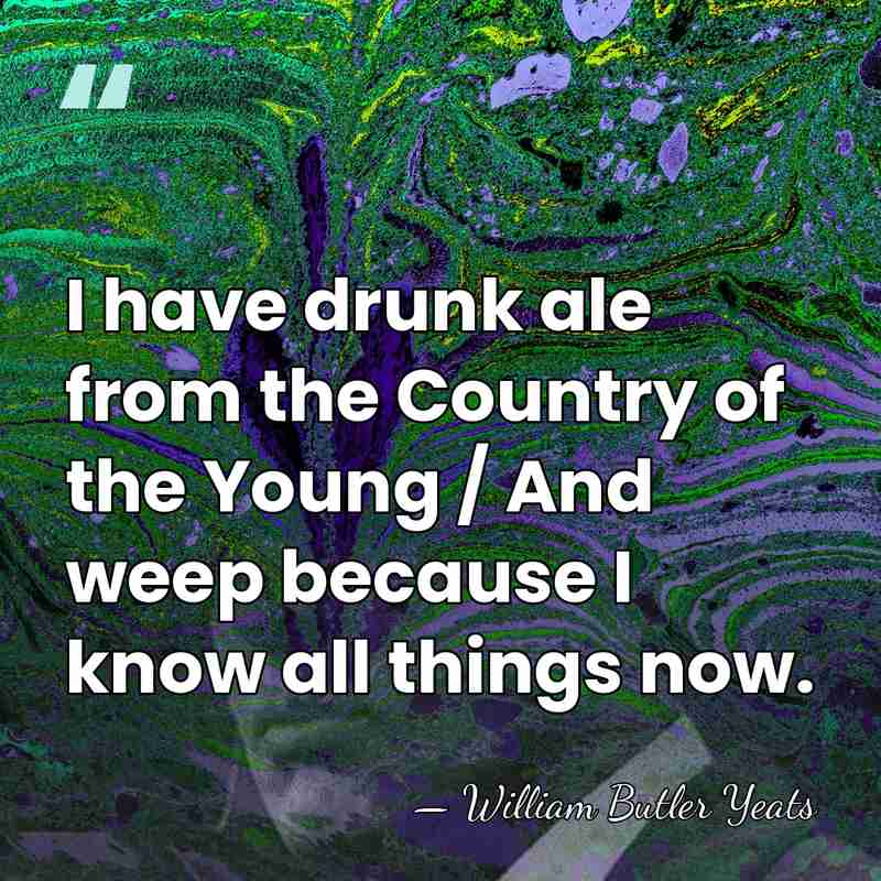 I have drunk ale from the Country of the Young / And&hellip; - William Butler Yeats