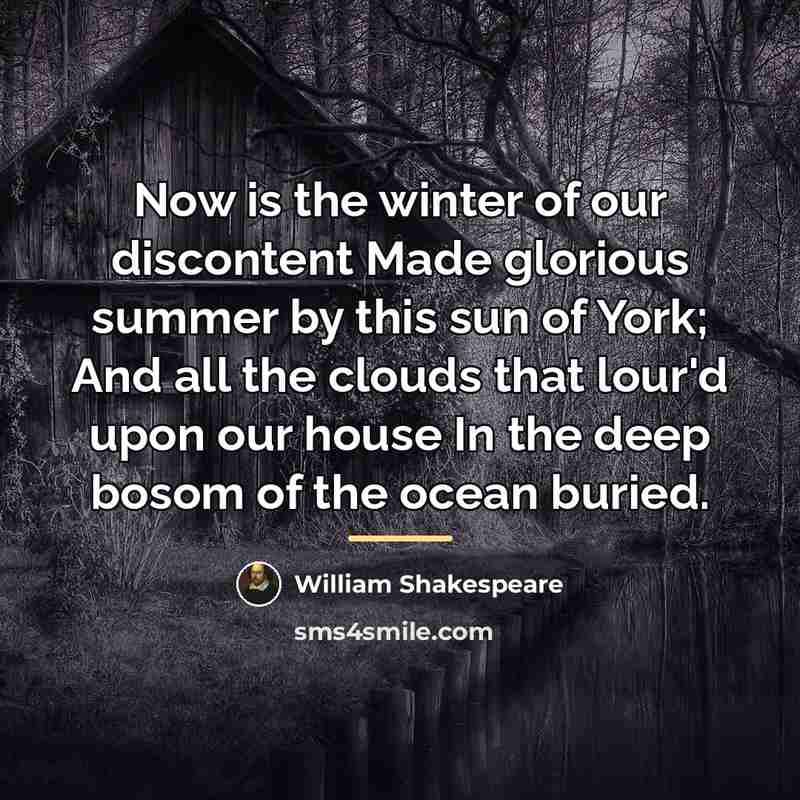 “Now is the winter of our discontent Made glorious summer…” quote by William Shakespeare