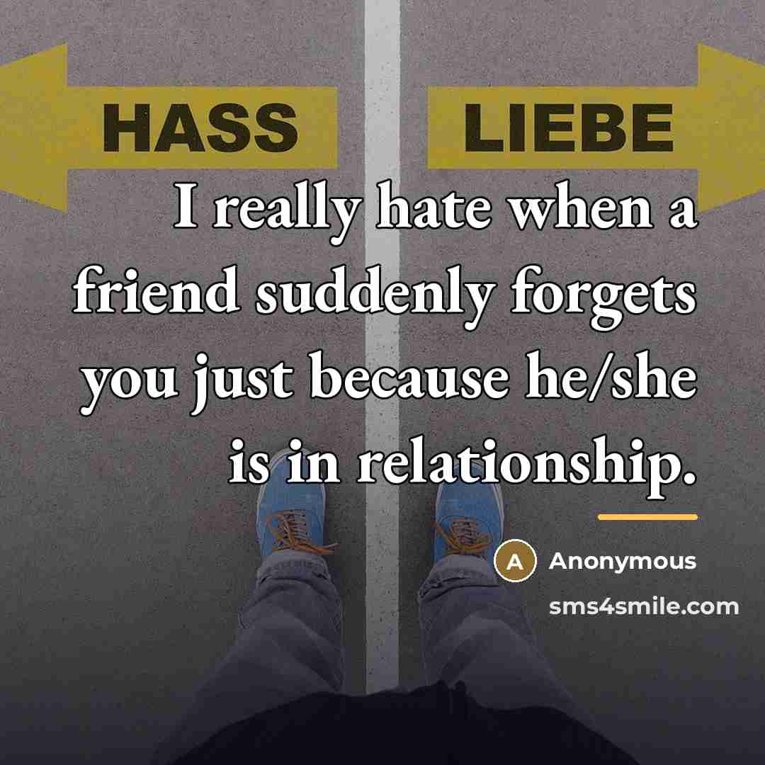 “I really hate when a friend suddenly forgets you just…” quote by Anonymous