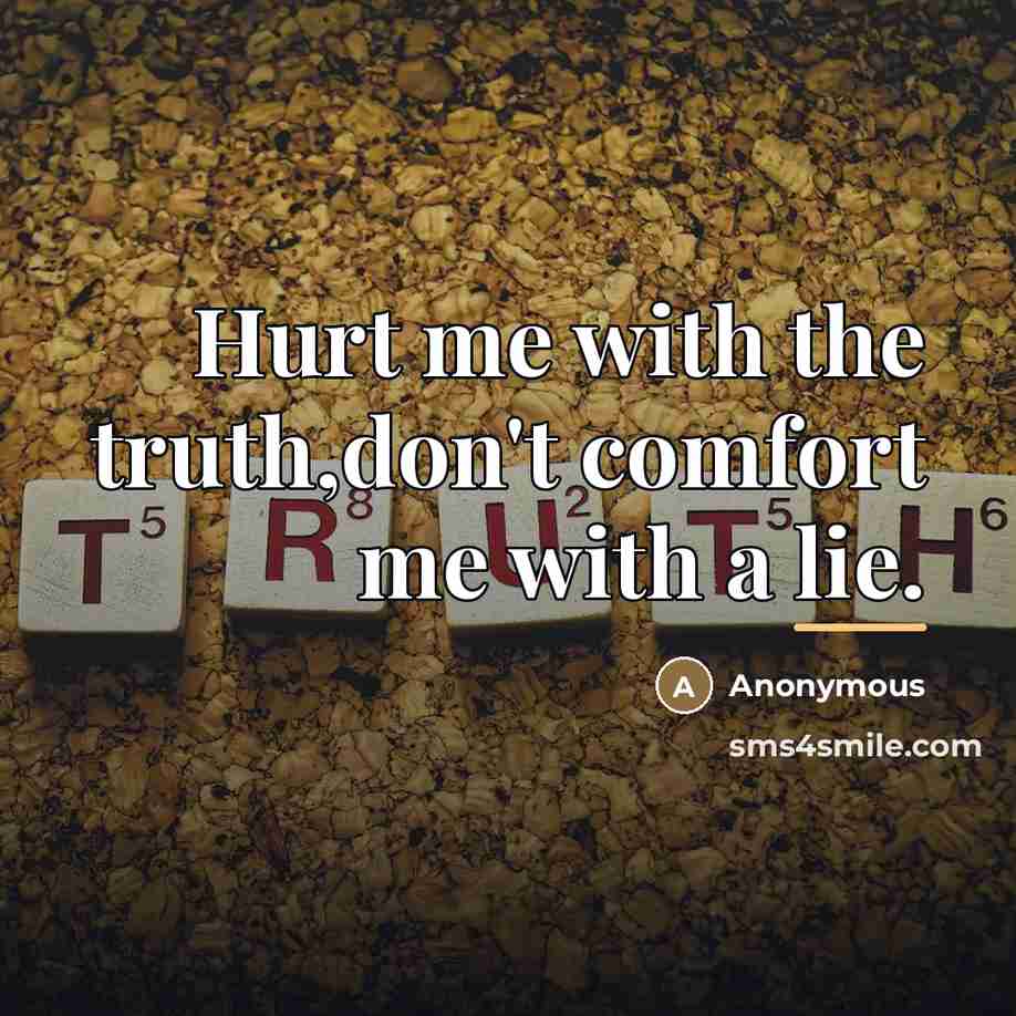 “Hurt me with the truth,don't comfort me with a lie.…” quote by Anonymous