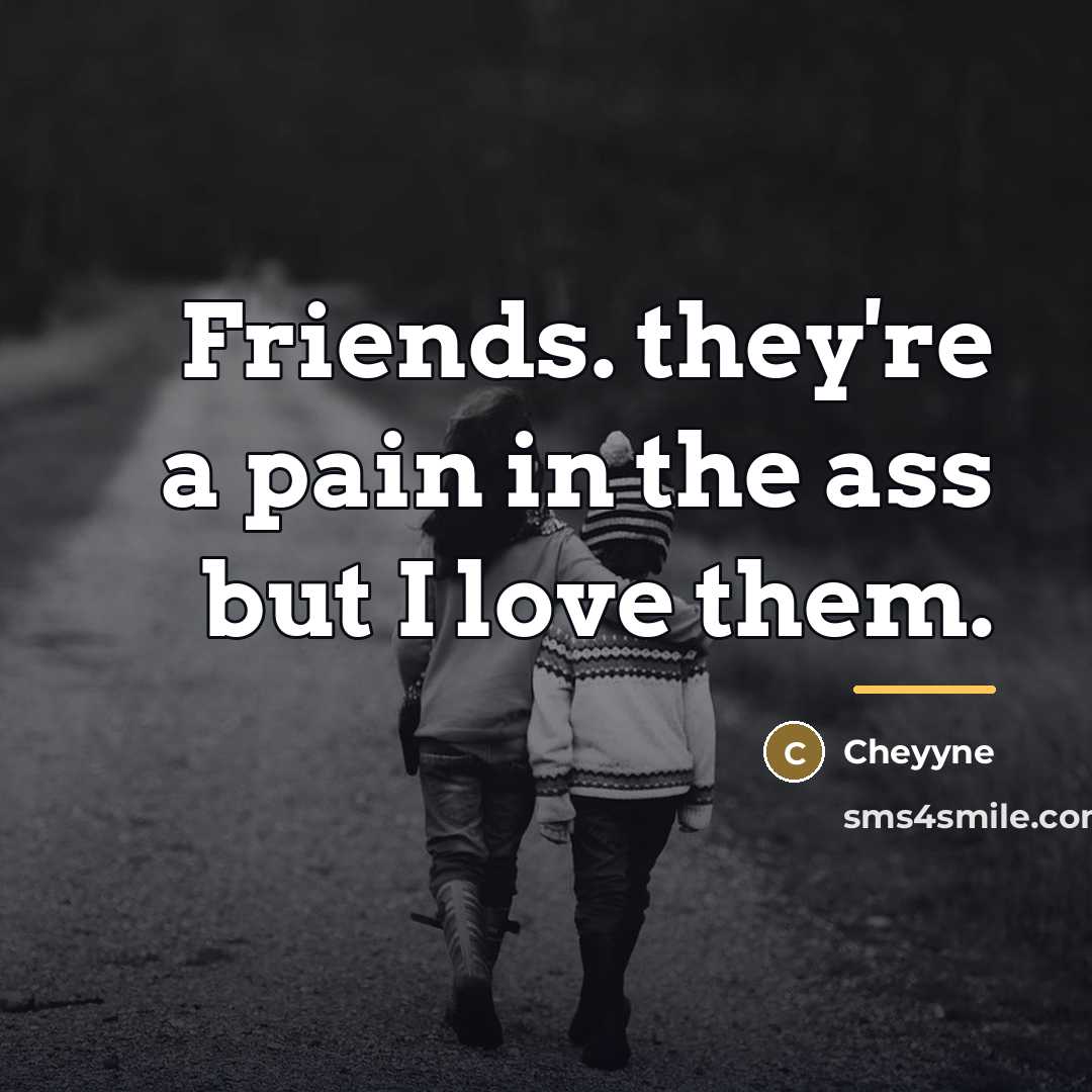 “Friends. they're a pain in the ass but I love…” quote by Cheyyne