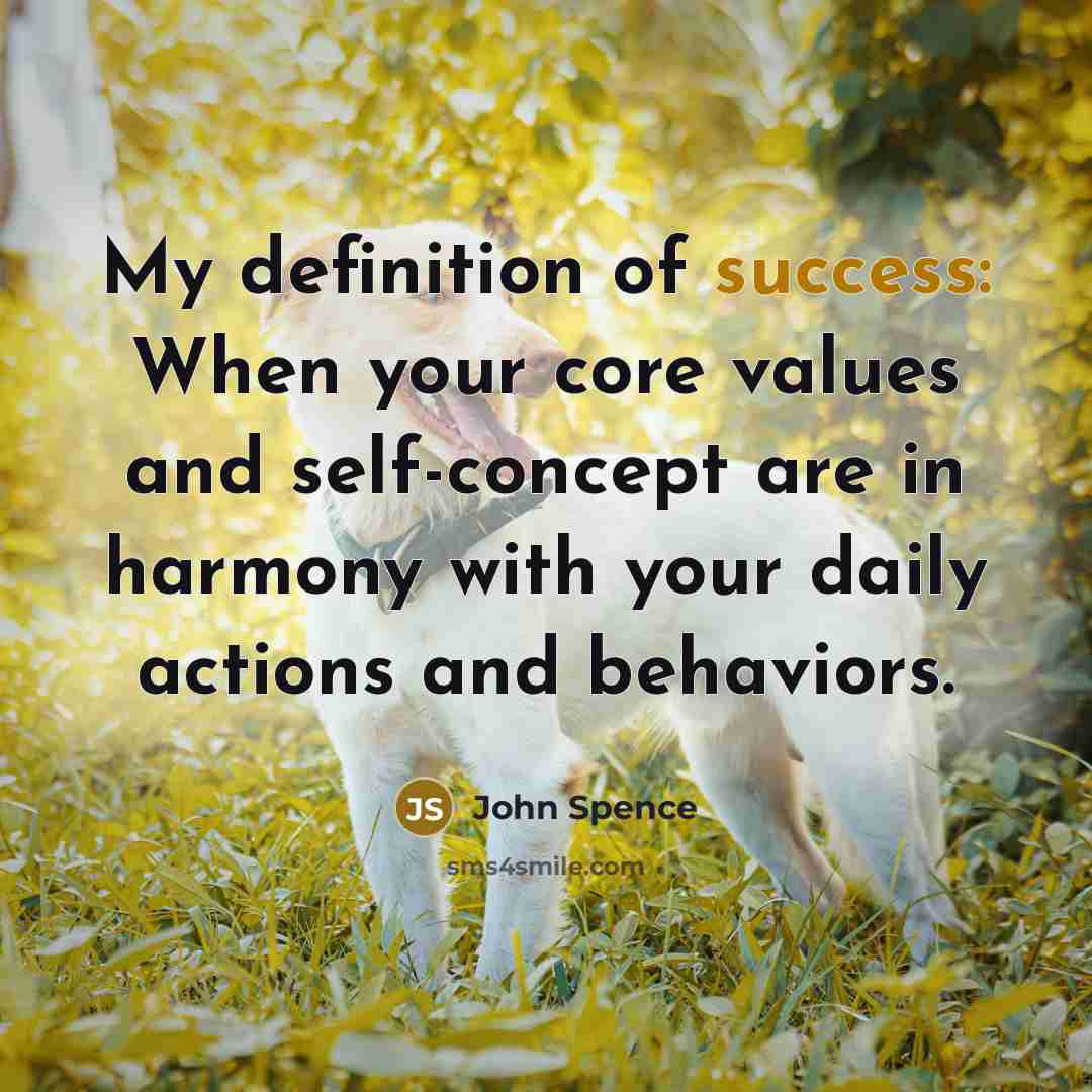 “My definition of success: When your core values and self-concept…” quote by John Spence