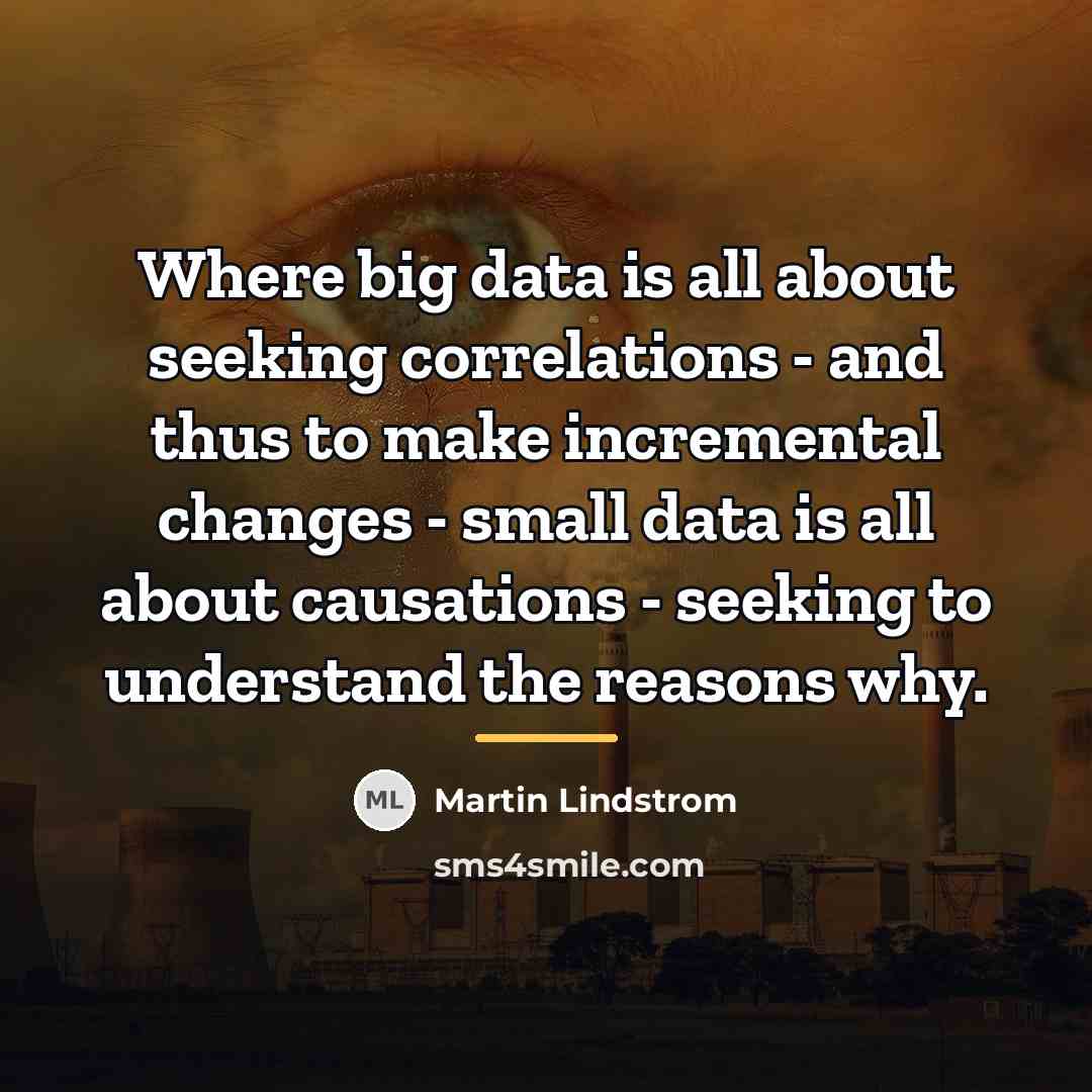 “Where big data is all about seeking correlations - and…” quote by Martin Lindstrom