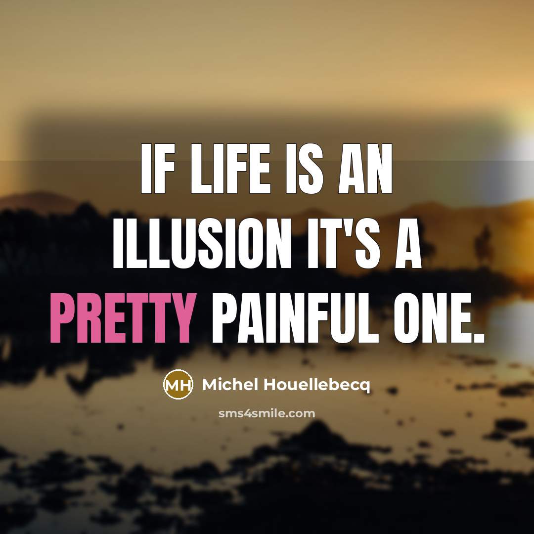 “If life is an illusion it's a pretty painful one.…” quote by Michel Houellebecq
